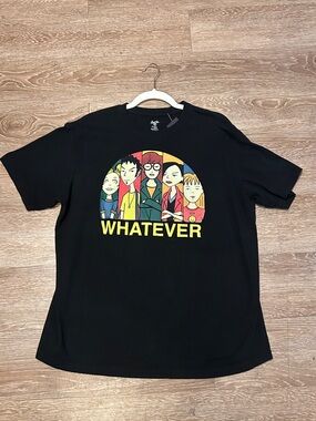 MTV Black Tee with Multicolor 'WHATEVER' Graphic